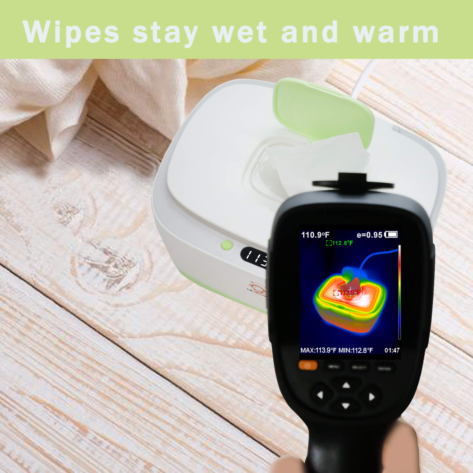 Lilmonki wet wipe warmer with steam technology keeps wipes warm and moist for use.