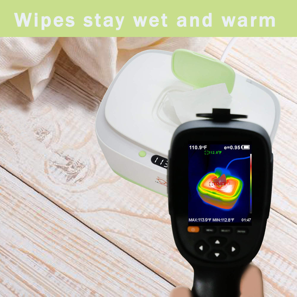 Lilmonki wet wipe warmer with steam technology keeps wipes warm and moist for use.