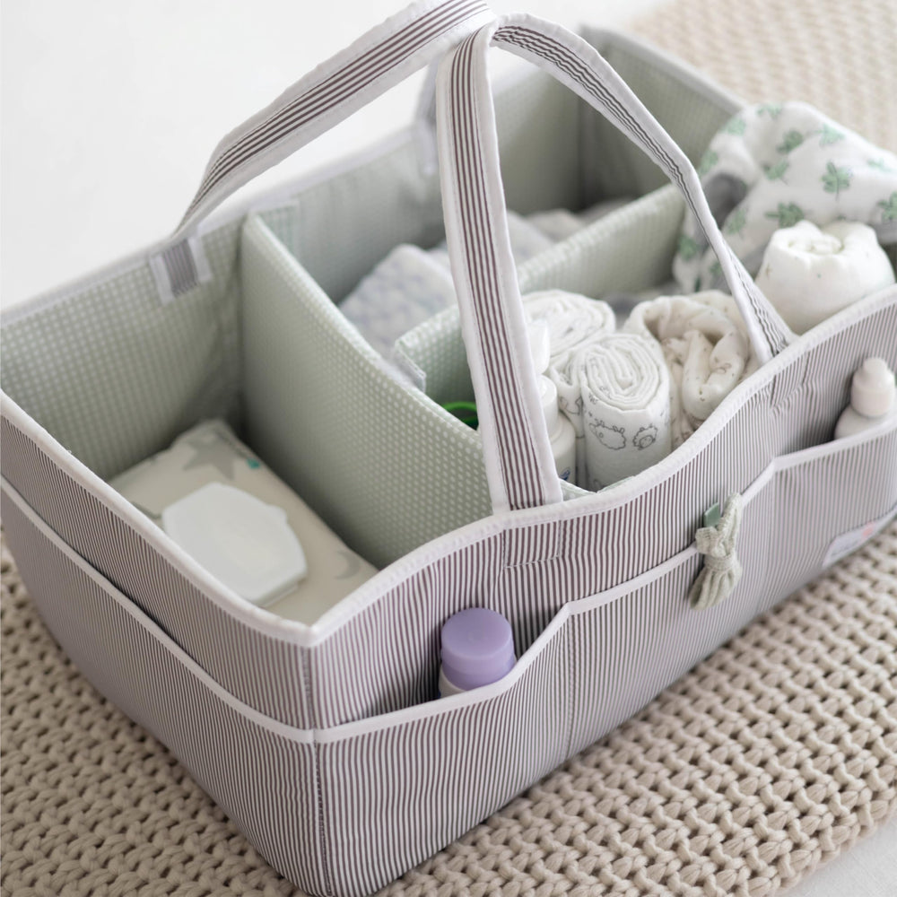 Lily Miles Baby Diaper Caddy water-resistant lining protects contents during spills