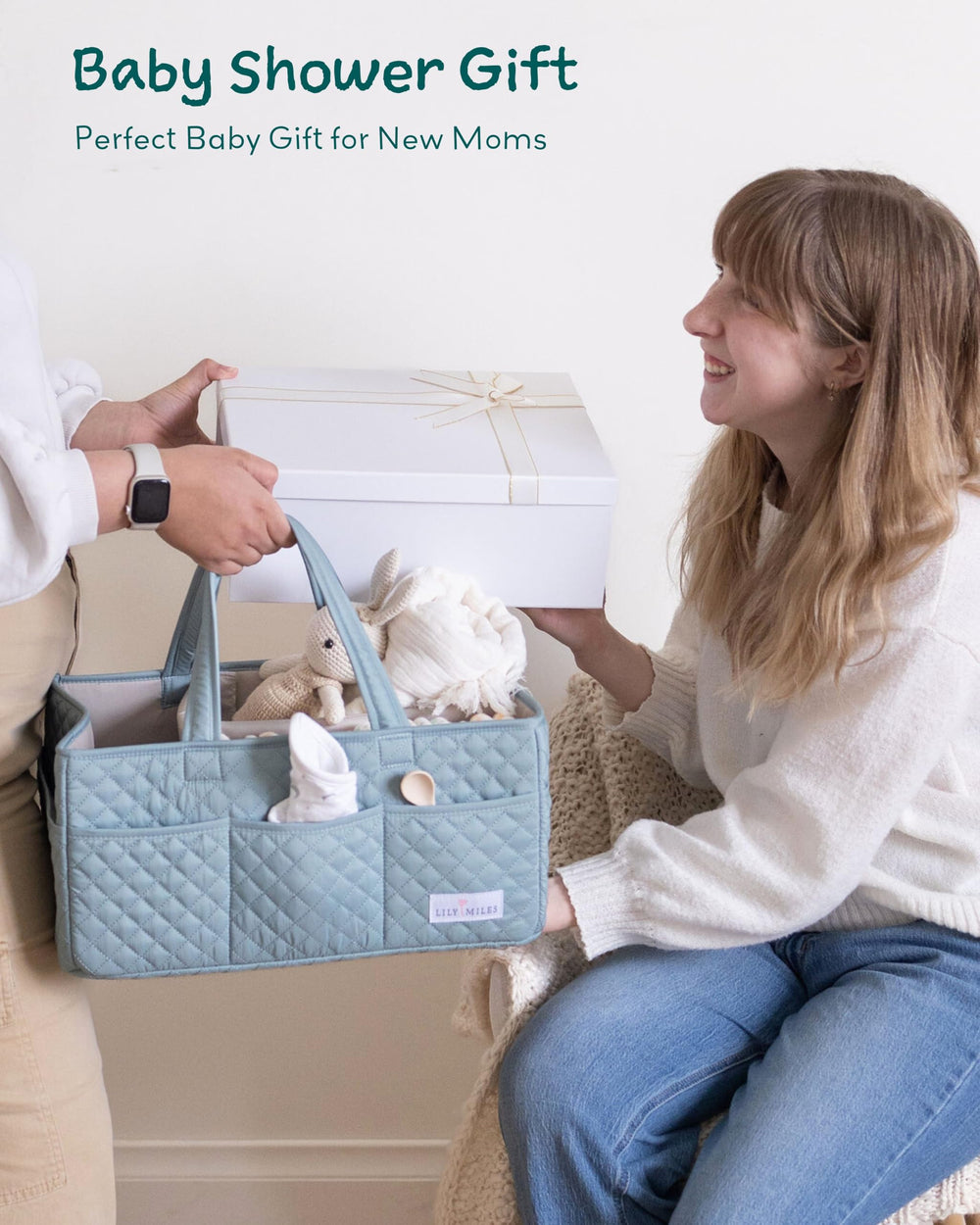 Lily Miles bedside organization with this caddy keeps essentials within reach at night.