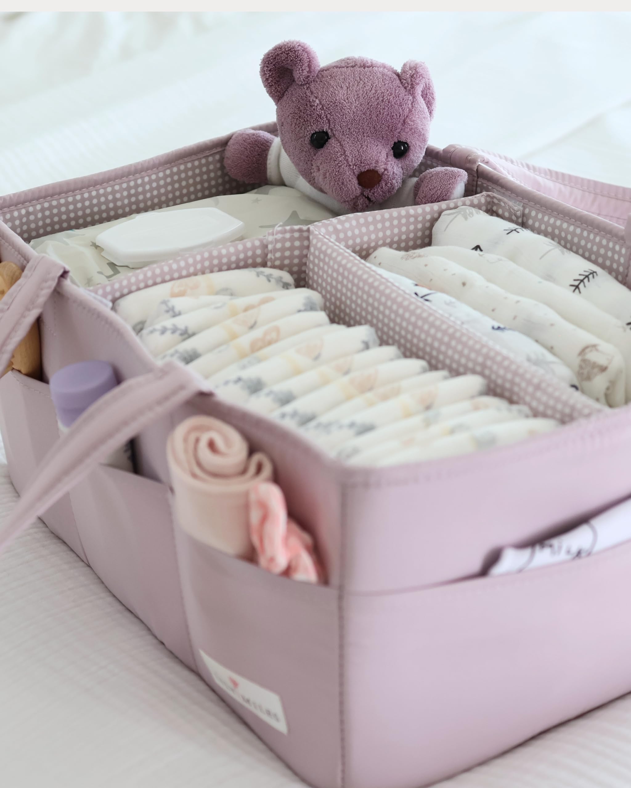 Lily Miles wipeable caddy simplifies quick cleanups after spills.