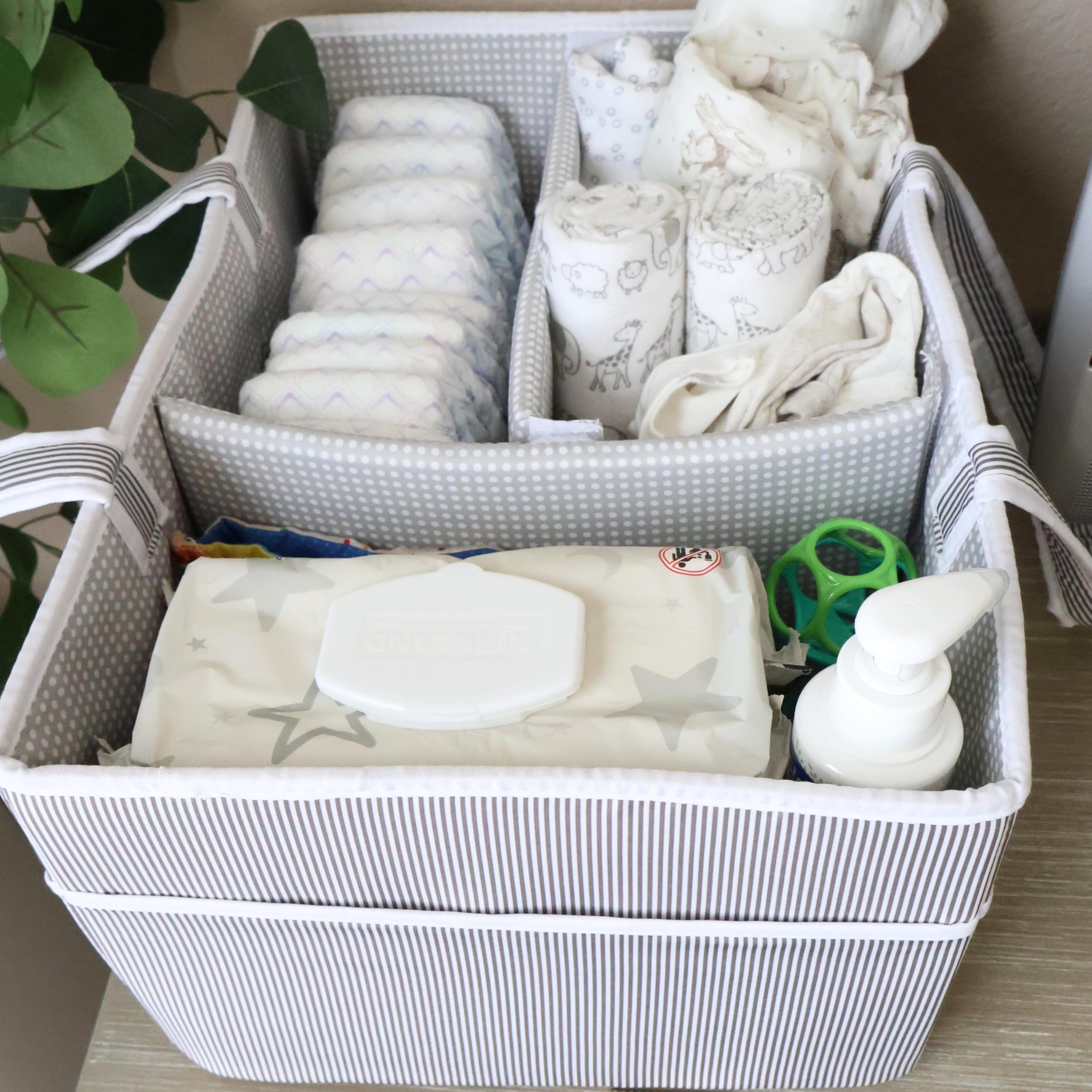 Lily Miles diaper caddy in car for organized outings and trips.