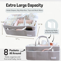 Lily Miles diaper caddy hand-washable interior for easy care.