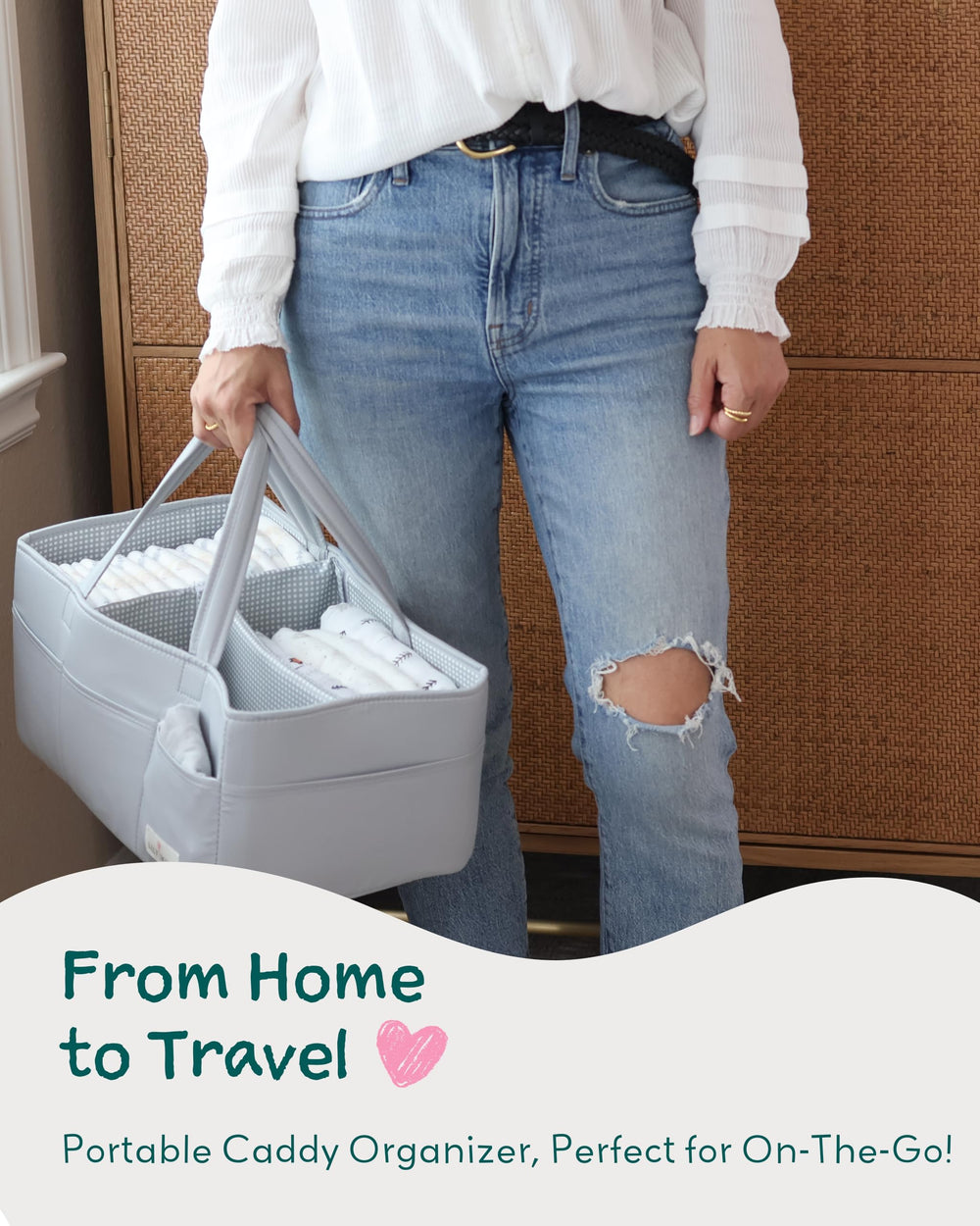 Lily Miles nursery tote doubles as a car organizer for on-the-go care.
