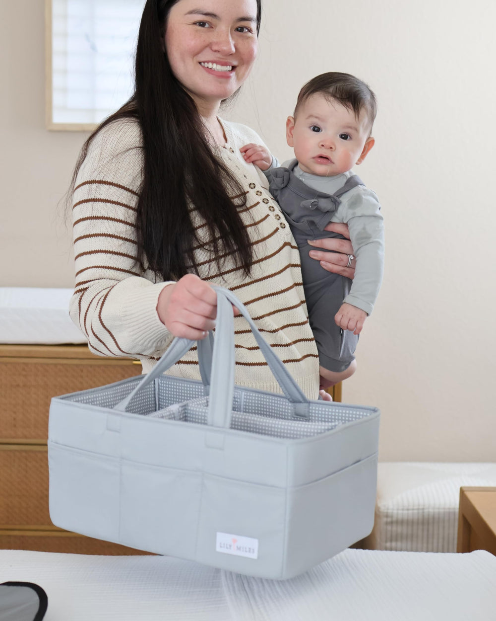 Lily Miles nursery scene shows how the caddy blends with decor.