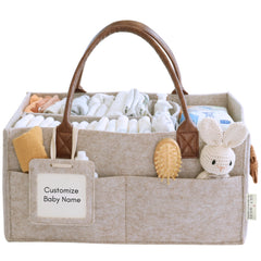 Lily Miles diaper caddy organizer front view highlights durable felt and chic, ready-to-use nursery storage.