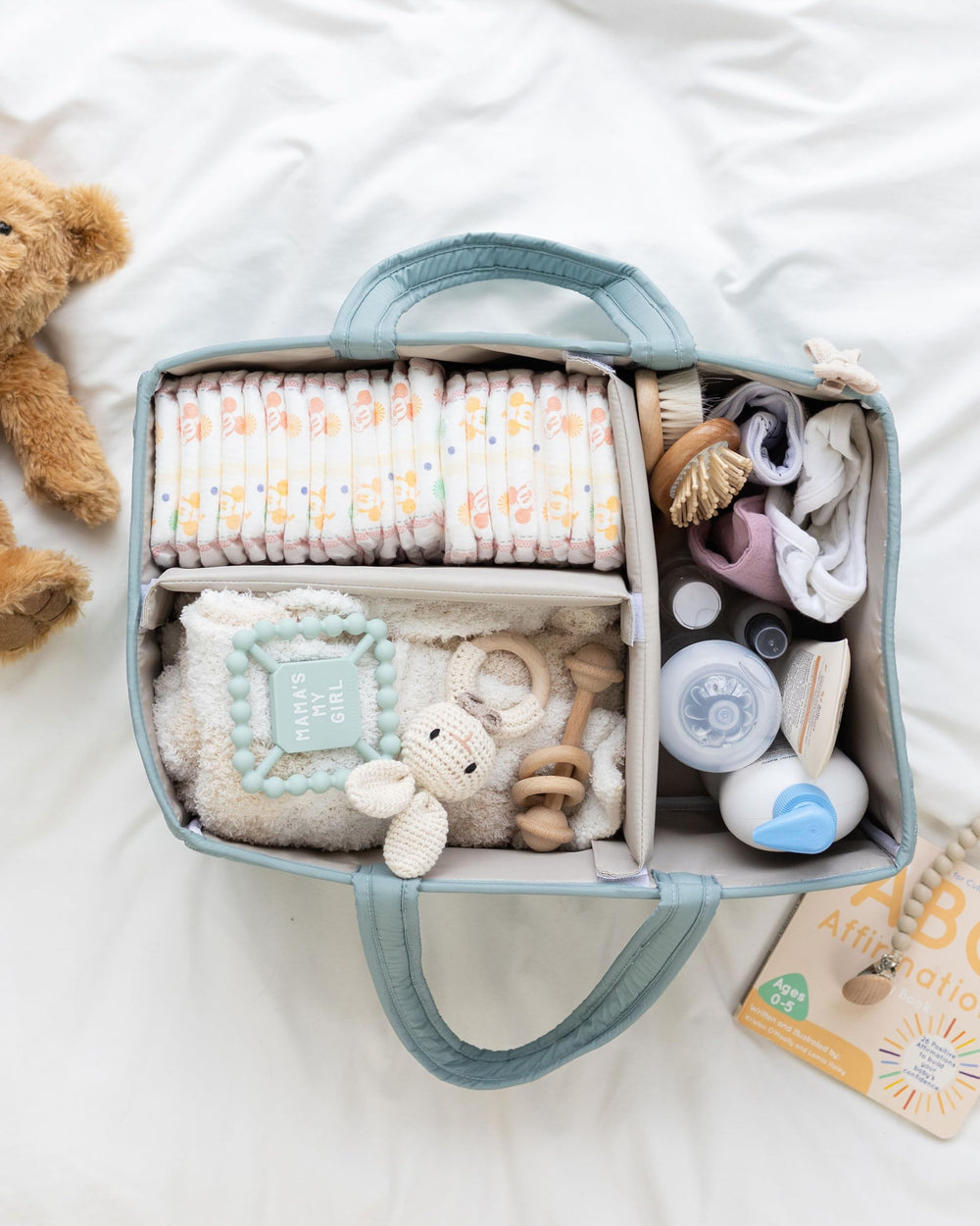 Lily Miles travel-ready caddy simplifies changing stations wherever you are.
