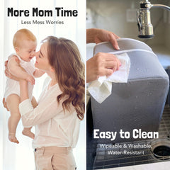 Lily Miles diaper caddy with water-resistant lining for easy cleanups.