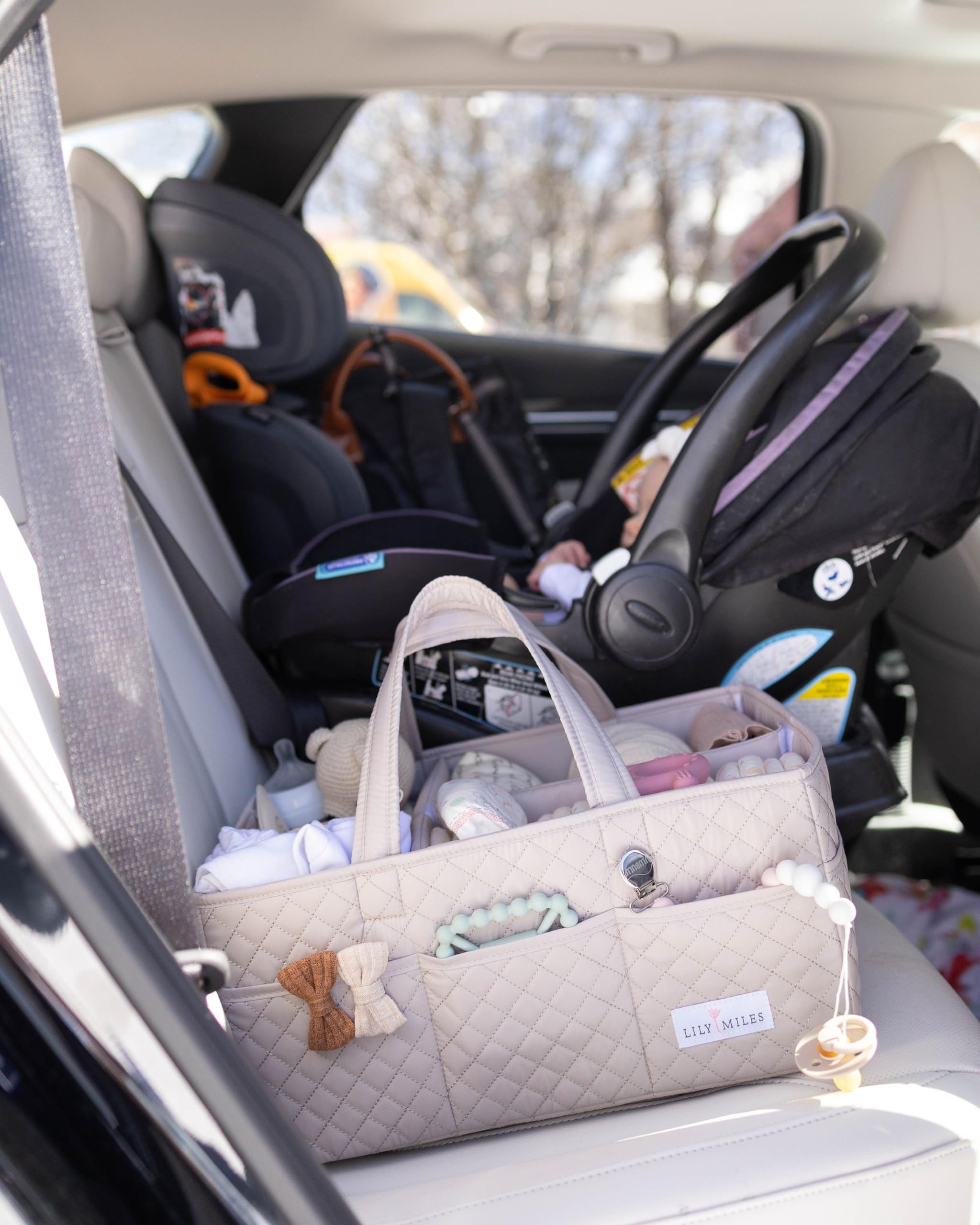 Lily Miles quilted nursery storage adds soft texture and durability to nurseries.