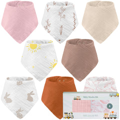 LILY O LAUREL muslin bandana bib front view shows gentle 100% cotton protection for drool