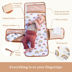 LilyMoon portable diaper changing pad open with pocket layout for quick access to essentials.
