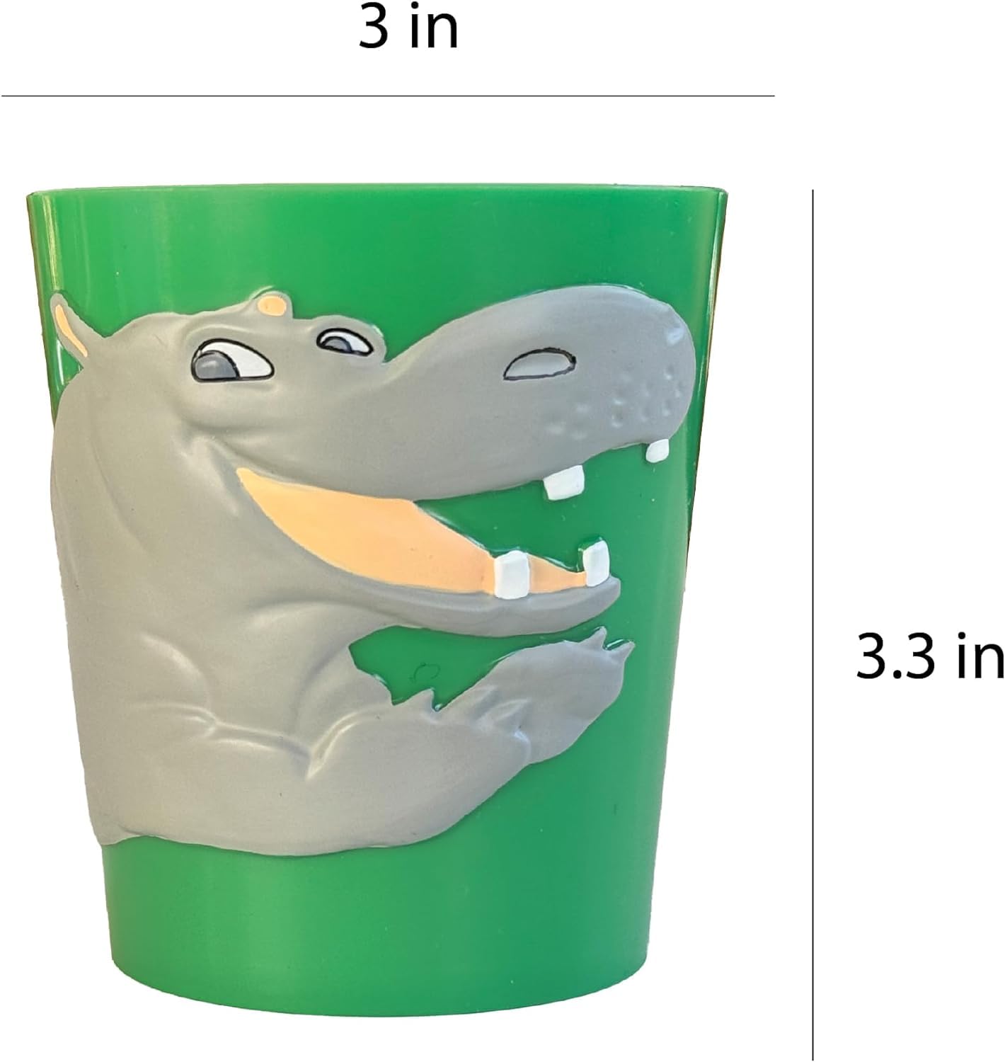 Lily's Home 3D Hippo tumbler side view highlighting kid-friendly shape and grip