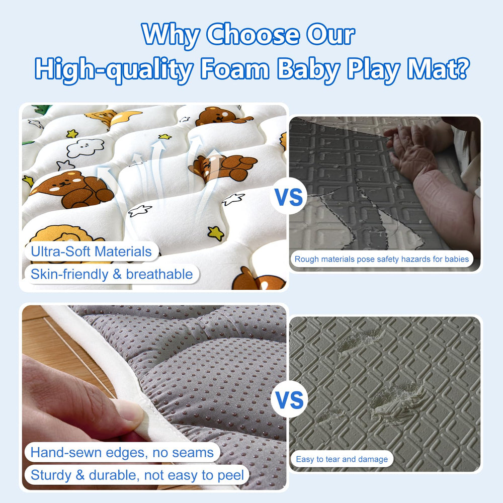 LILYVIBEBEARHAPPY baby play mat non-slip bottom highlights stable crawling surface.