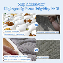 LILYVIBEBEARHAPPY 59x59 inch mat provides a roomy space for active toddlers.