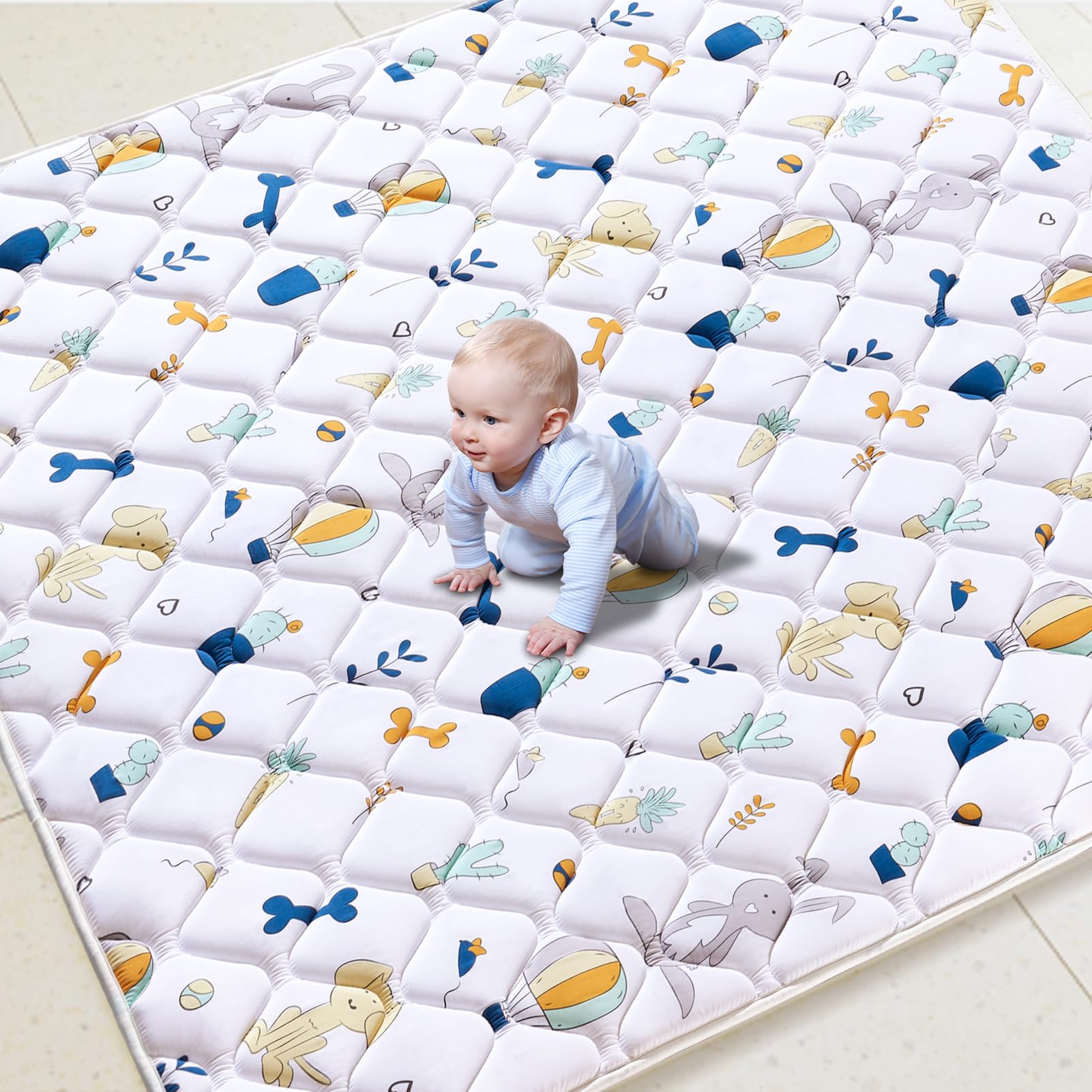 LILYVIBEBEARHAPPY premium foam baby play mat folded for travel and easy storage