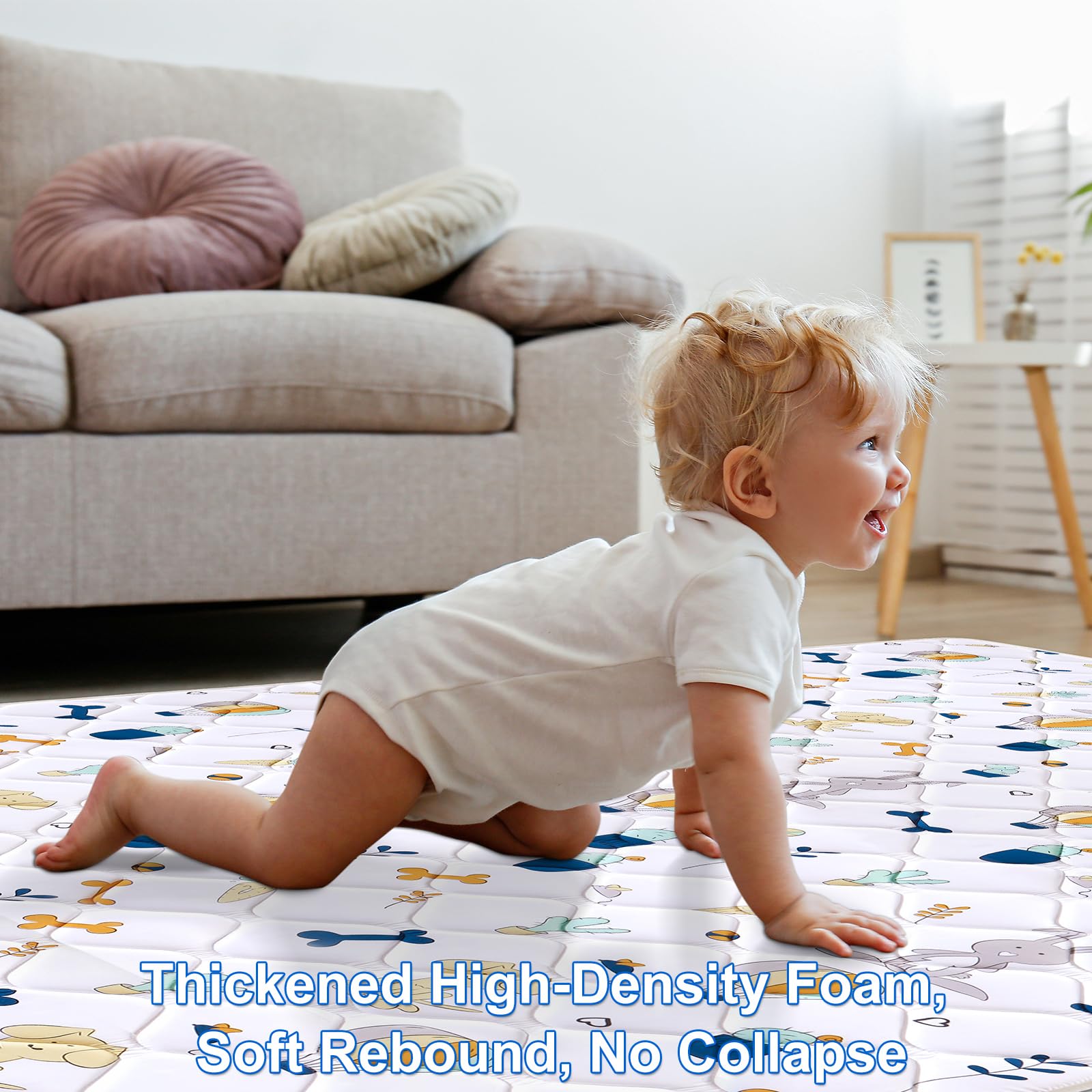 LILYVIBEBEARHAPPY premium foam baby play mat machine washable for parents on the go