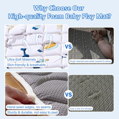 LILYVIBEBEARHAPPY premium foam baby play mat tummy time area with soft cushioning