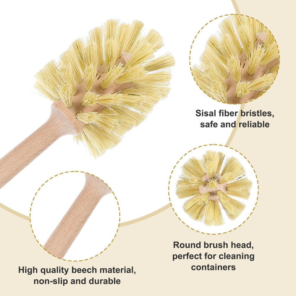 Limbeuuu sisal-bristle brush close-up shows durable cleaning fibers.