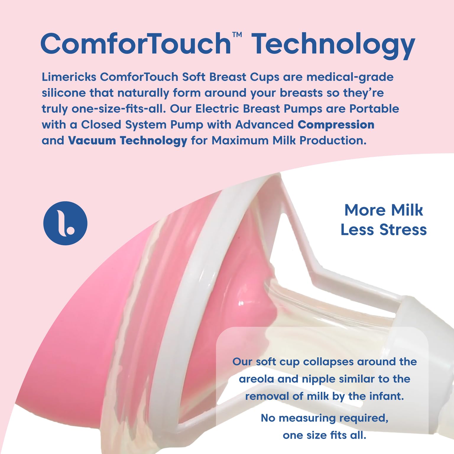 Limerick breast cup cap shown for easy detachment and quick cleanup.