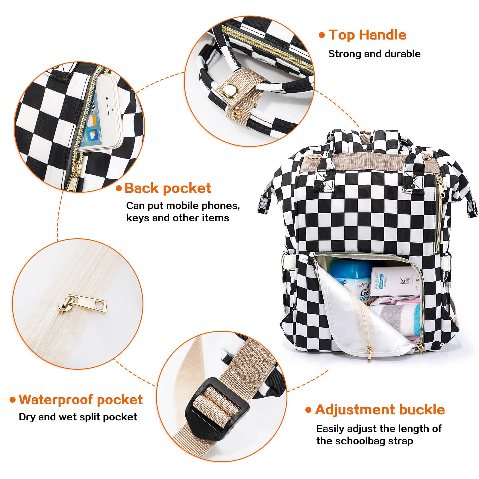 LIMHOO 3 in 1 diaper bag interior with multiple pockets keeps diapers and creams organized