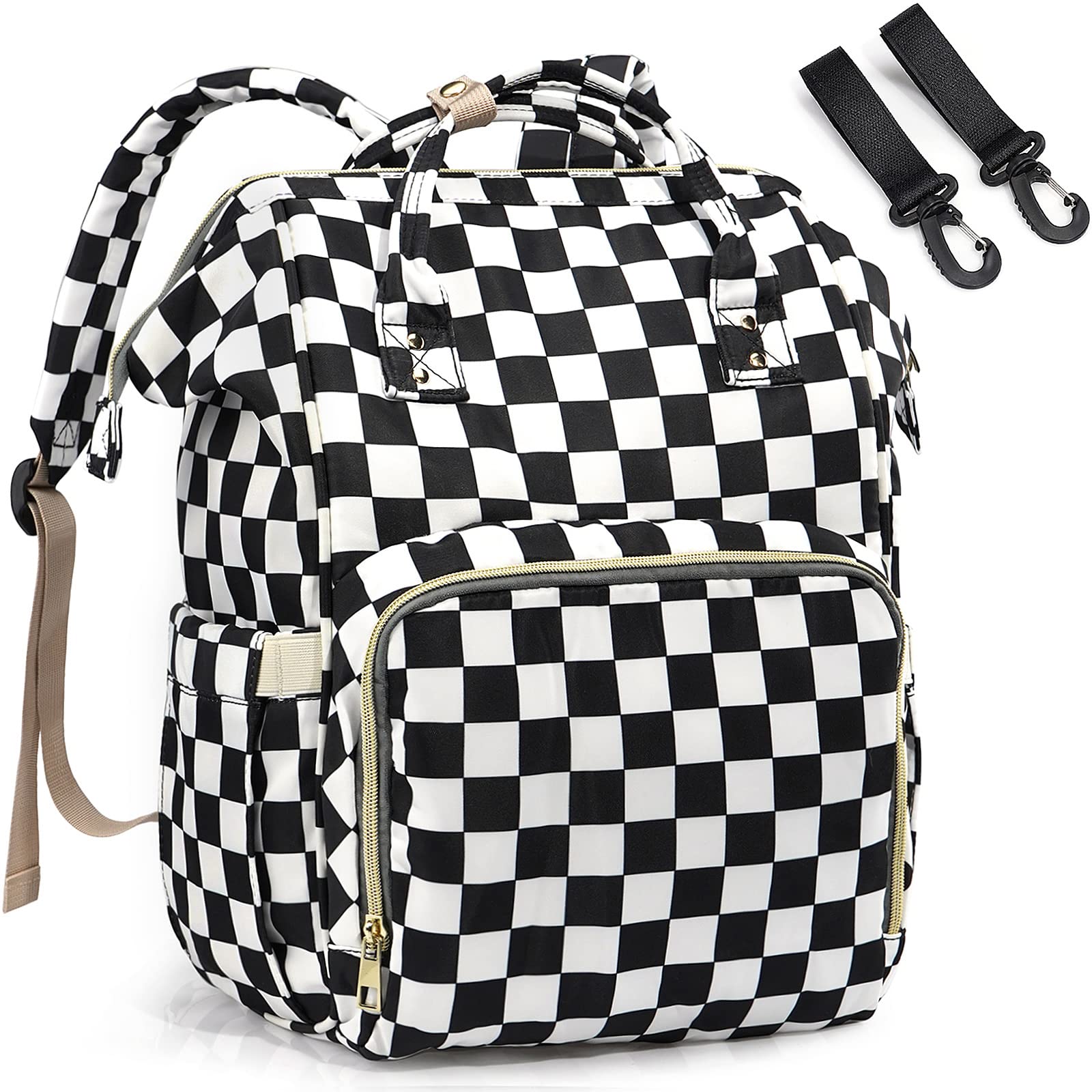 LIMHOO diaper bag backpack front view highlighting organized compartments for quick diaper changes.
