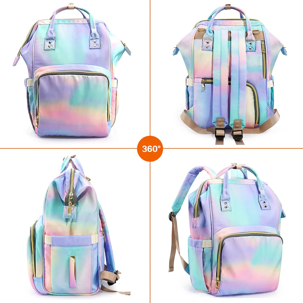 LIMHOO rainbow diaper bag converts to backpack or handbag.