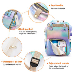 LIMHOO rainbow diaper bag with wide 2-inch straps for comfortable carrying.
