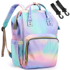 LIMHOO rainbow diaper bag size 17x11x8 for organized on-the-go packing.