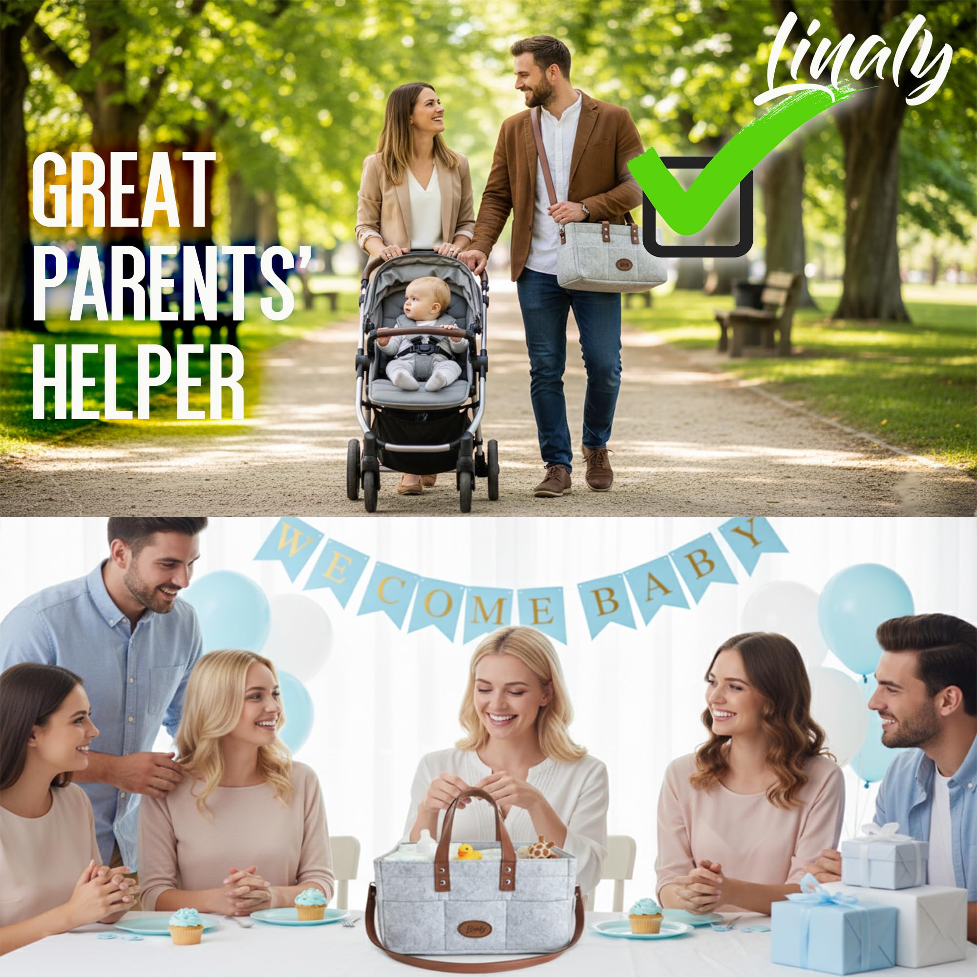 Linaly grey majesty caddy supports a practical baby shower gift idea.