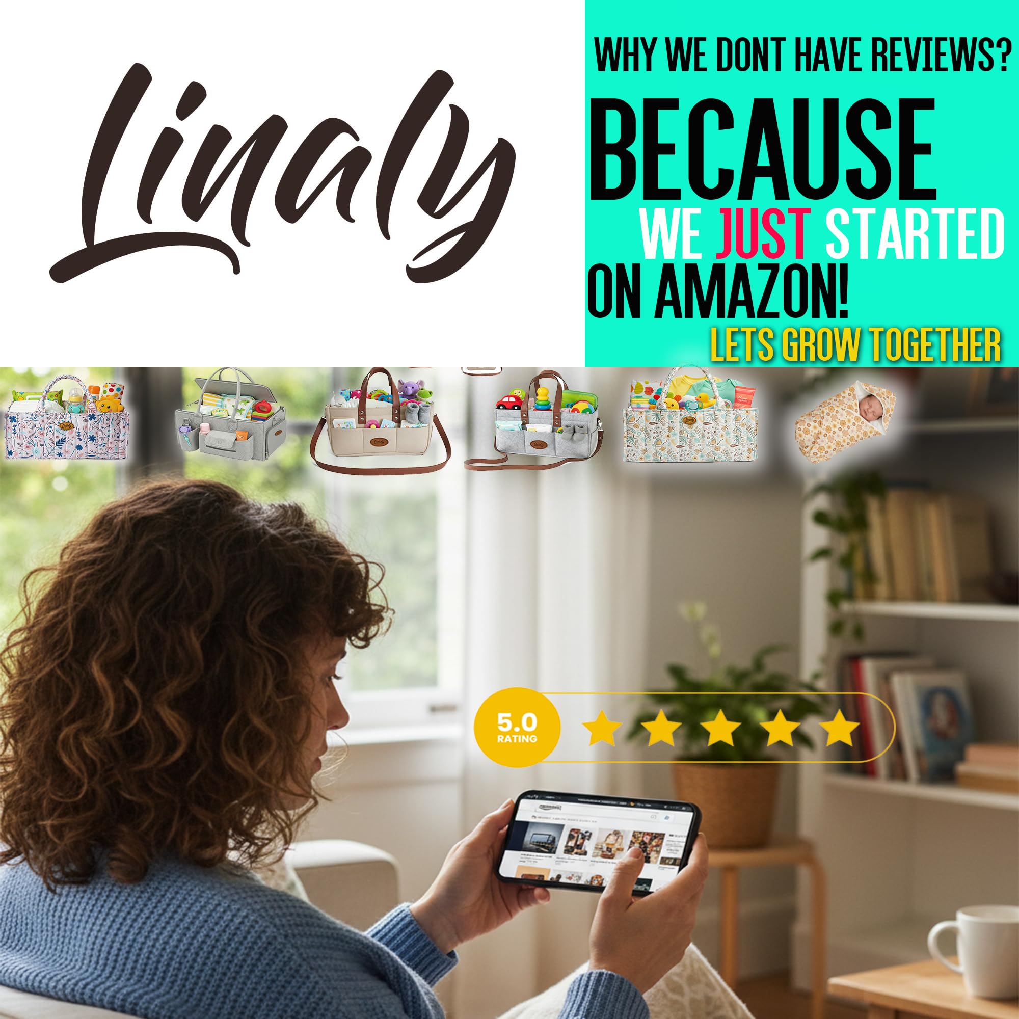 Linaly felt caddy with removable dividers helps separate diapers, wipes, and creams efficiently.