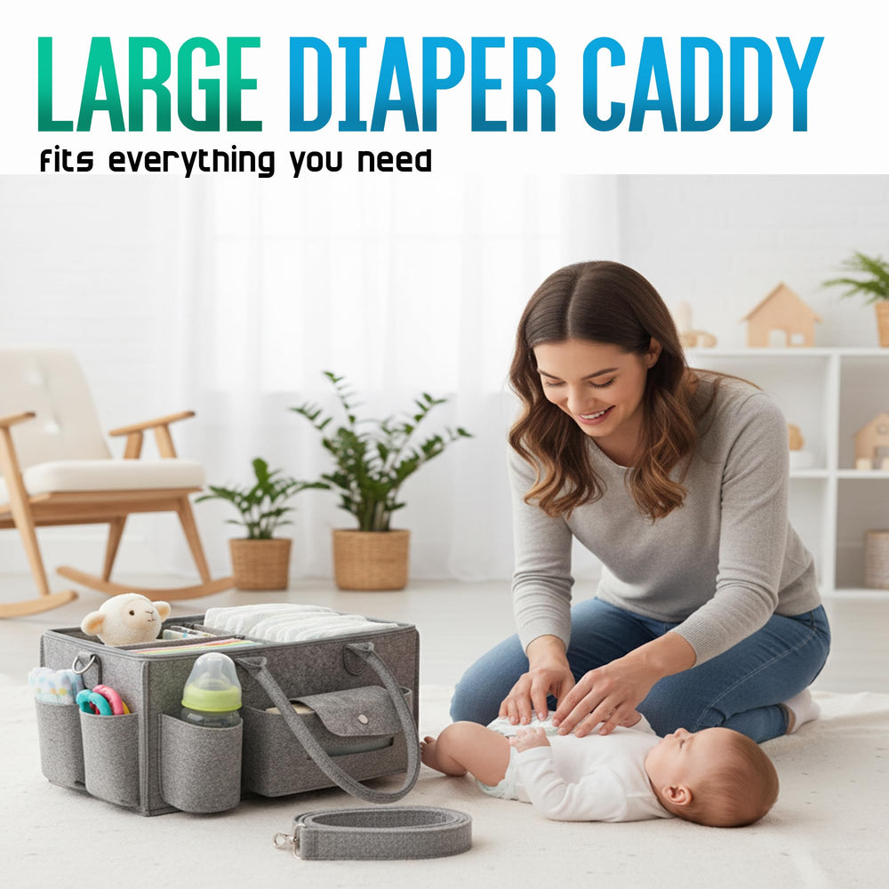 Linaly portable caddy with handles for room-to-room use.