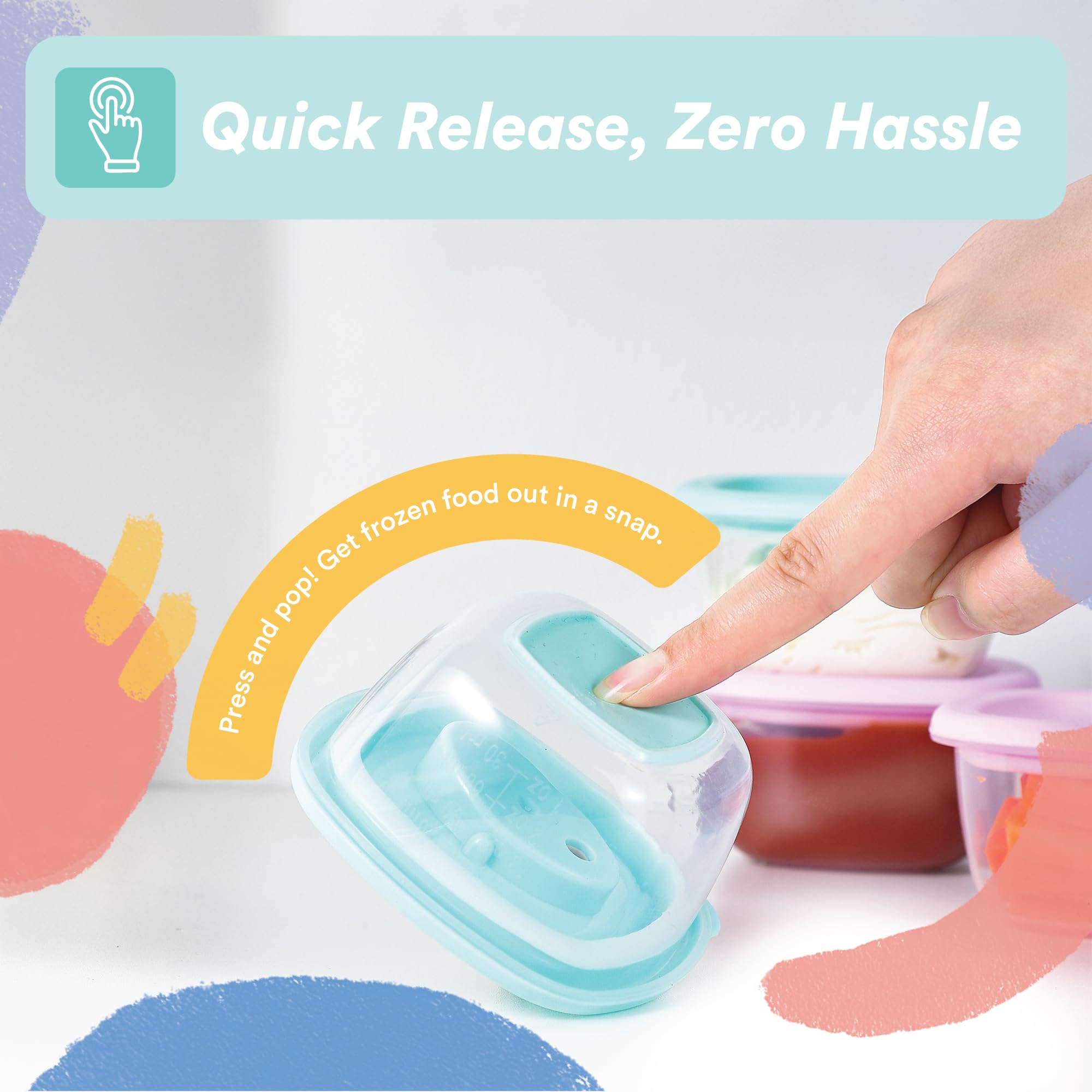 Liname 4 oz baby container shows clear measurement markings for portion control.