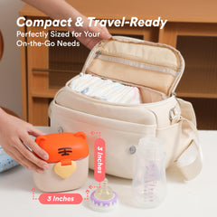 Liname container shows buckle lock keeping formula fresh on the go
