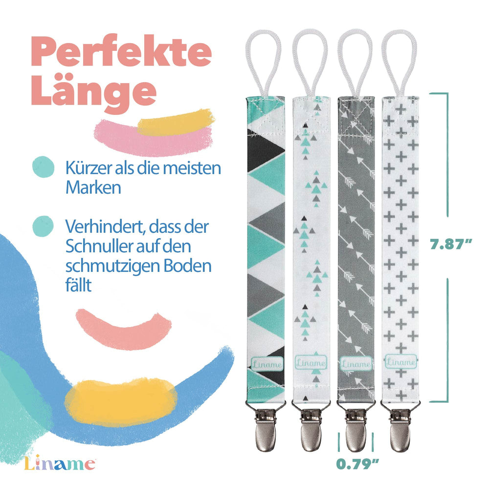 Liname pacifier clip teething toy closeup with a secure clip for worry-free outings.