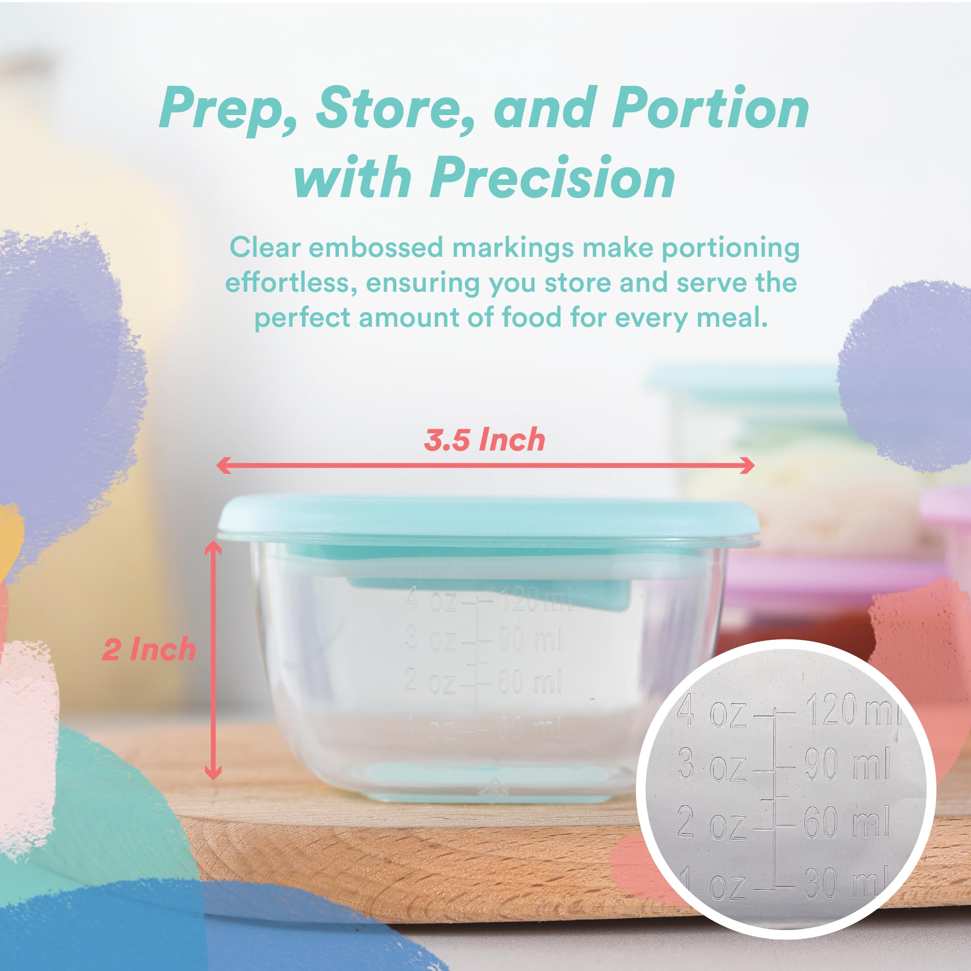 Liname stackable baby food containers save kitchen space when lids are removed.