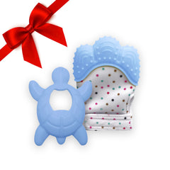 Liname teething mitten 2-pack provides gum-soothing massage during teething.