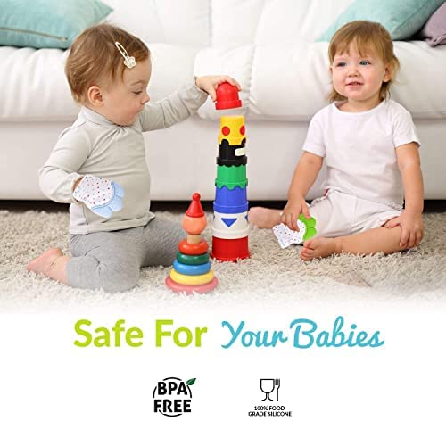 Liname teething mitten adjustable Velcro demonstrates secure fit.