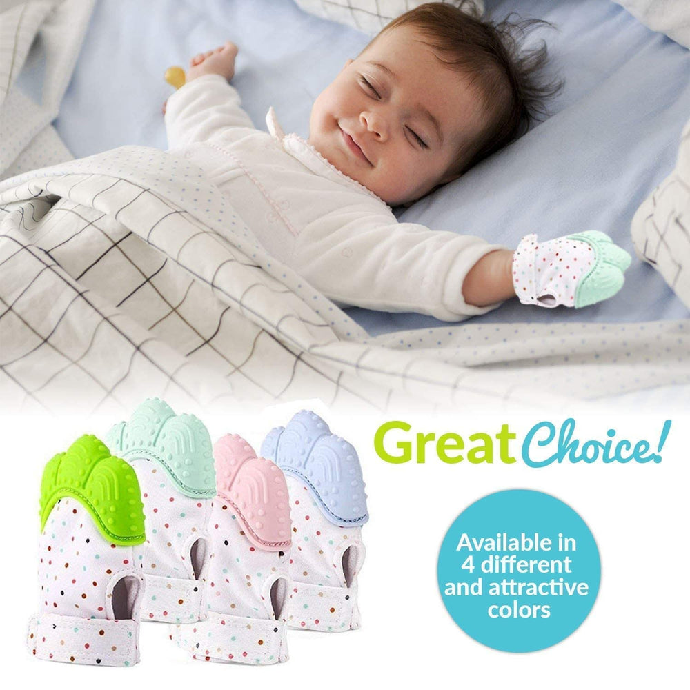 Liname teething mitten brand-family-owned reinforces trusted baby products and care.