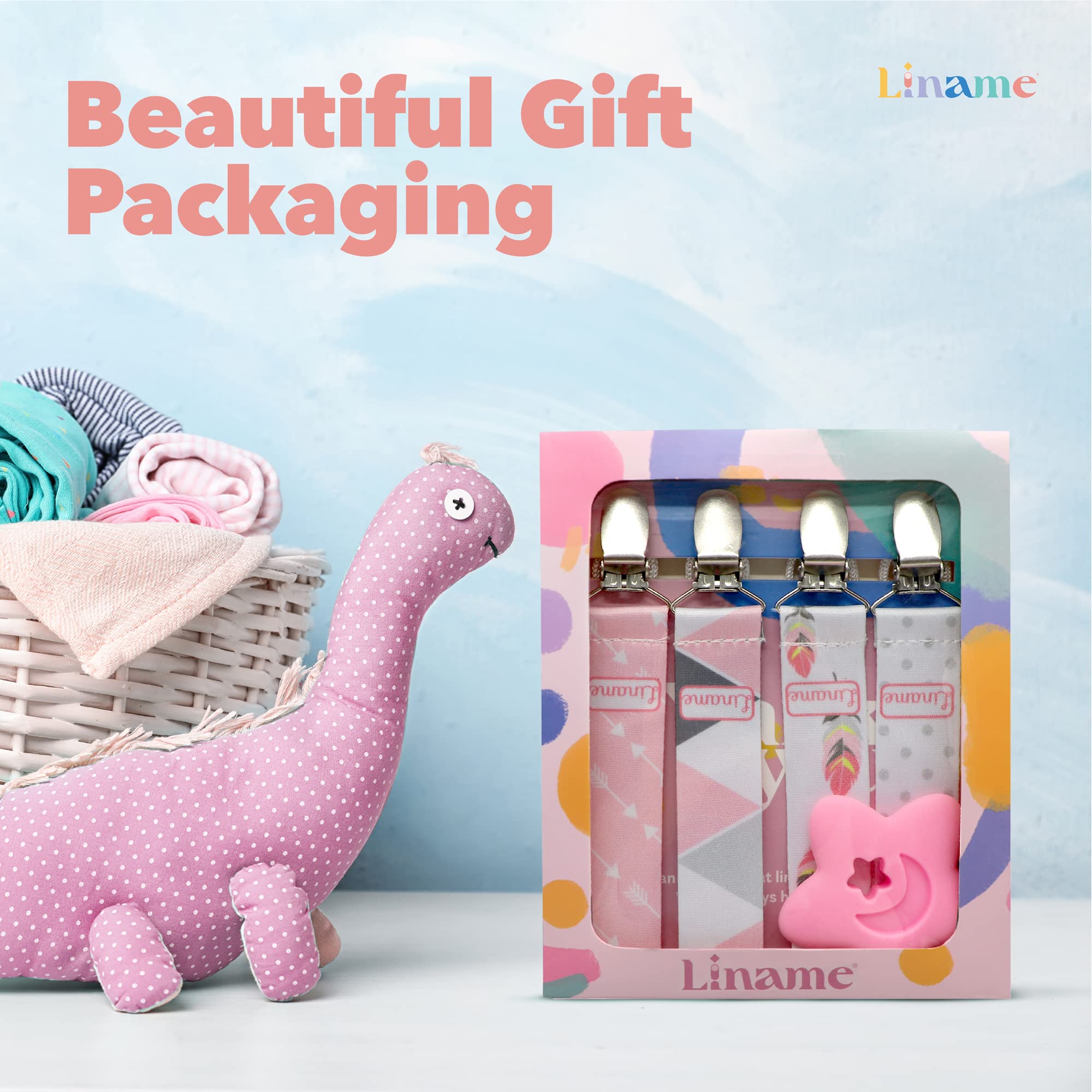 Liname teething-toy closeup pink highlights bite-friendly texture