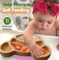 Linda's Essentials bear-design bamboo plate adds friendly appeal for kids during meals.