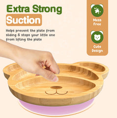 Linda's Essentials bamboo plates for kids four compartments support balanced meals during Weaning.