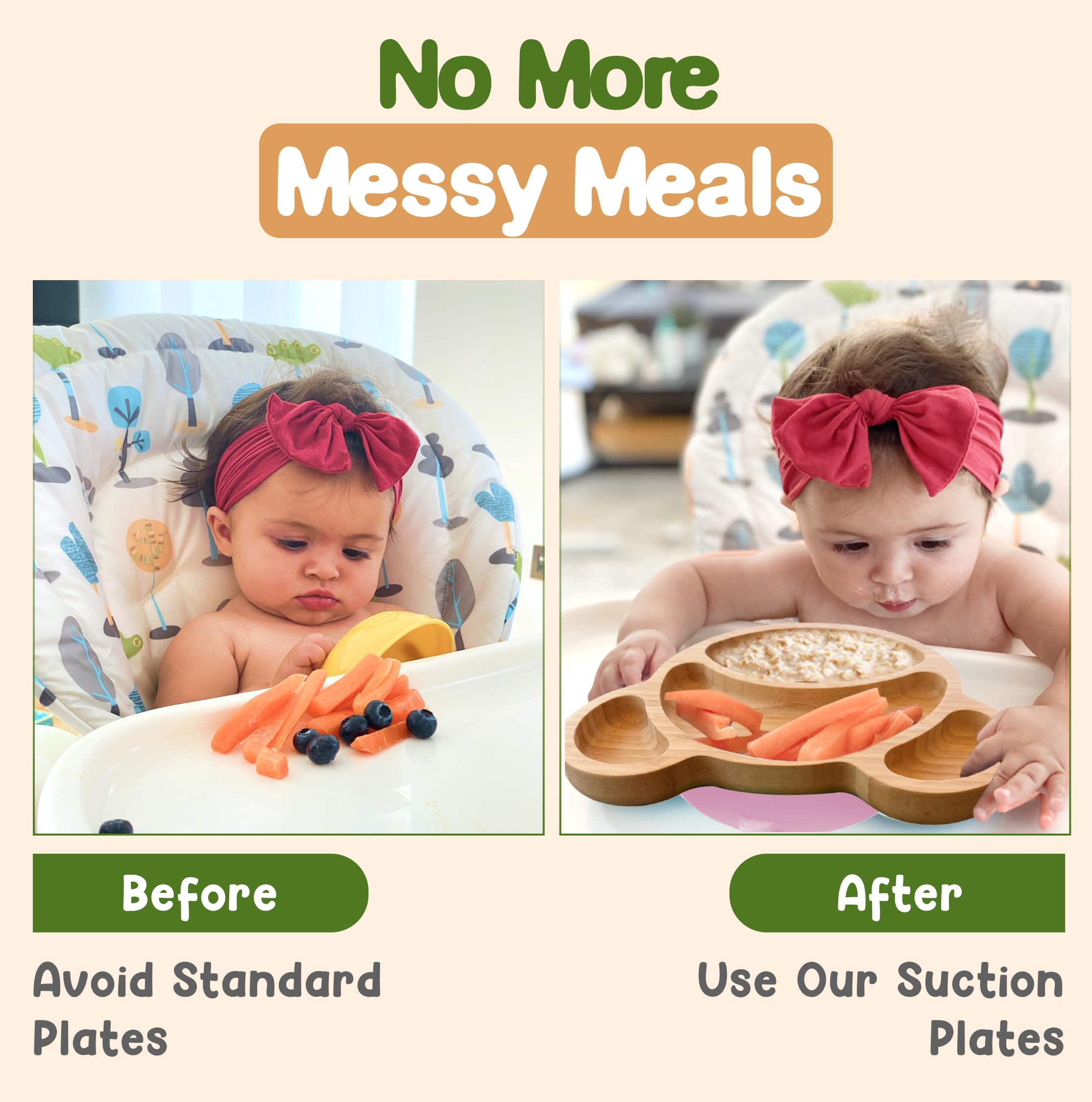 Linda's pink colorway bamboo plate appeals to kids during meals.
