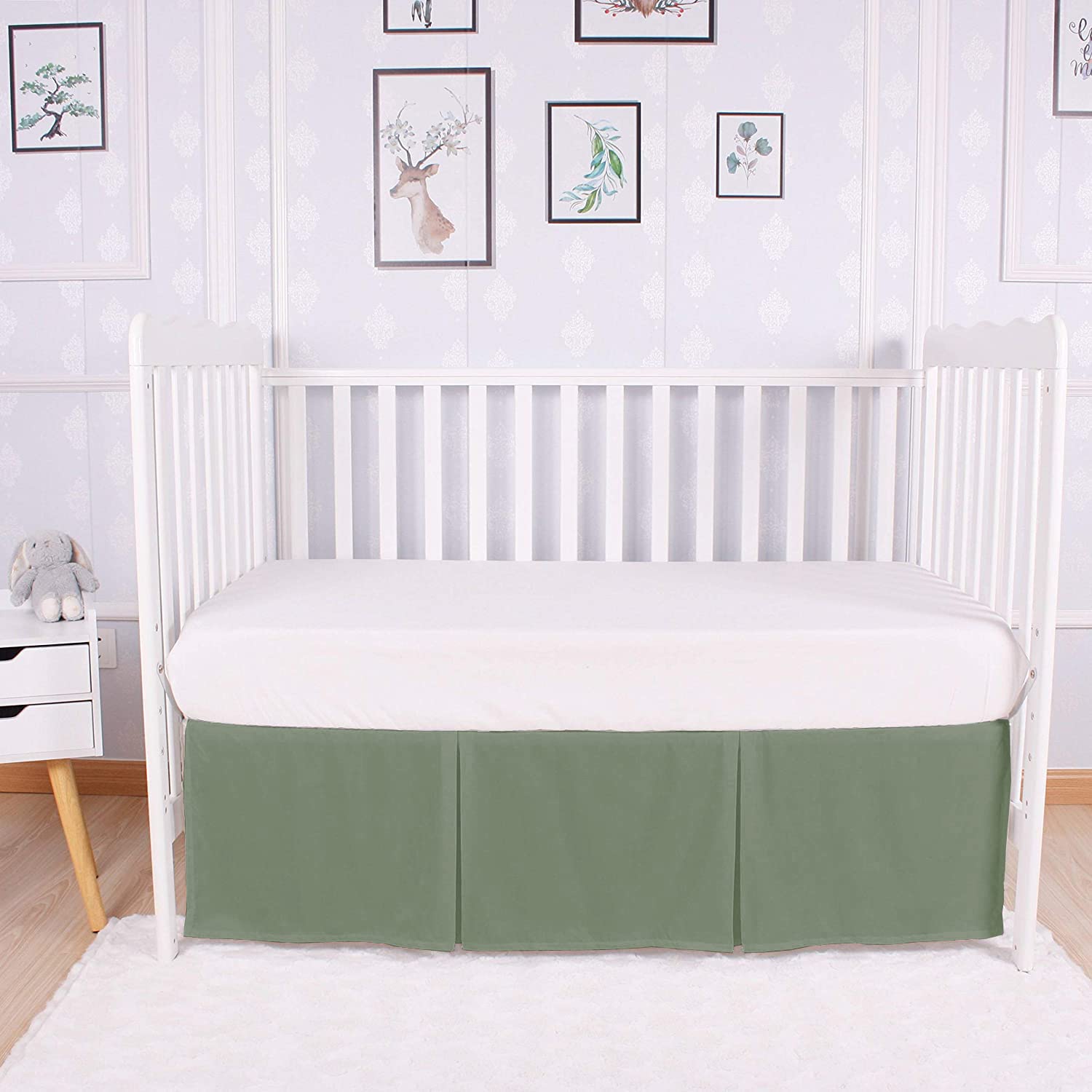 Linens Limited box pleated crib bed skirt close-up shows inverted pleats for a tailored look