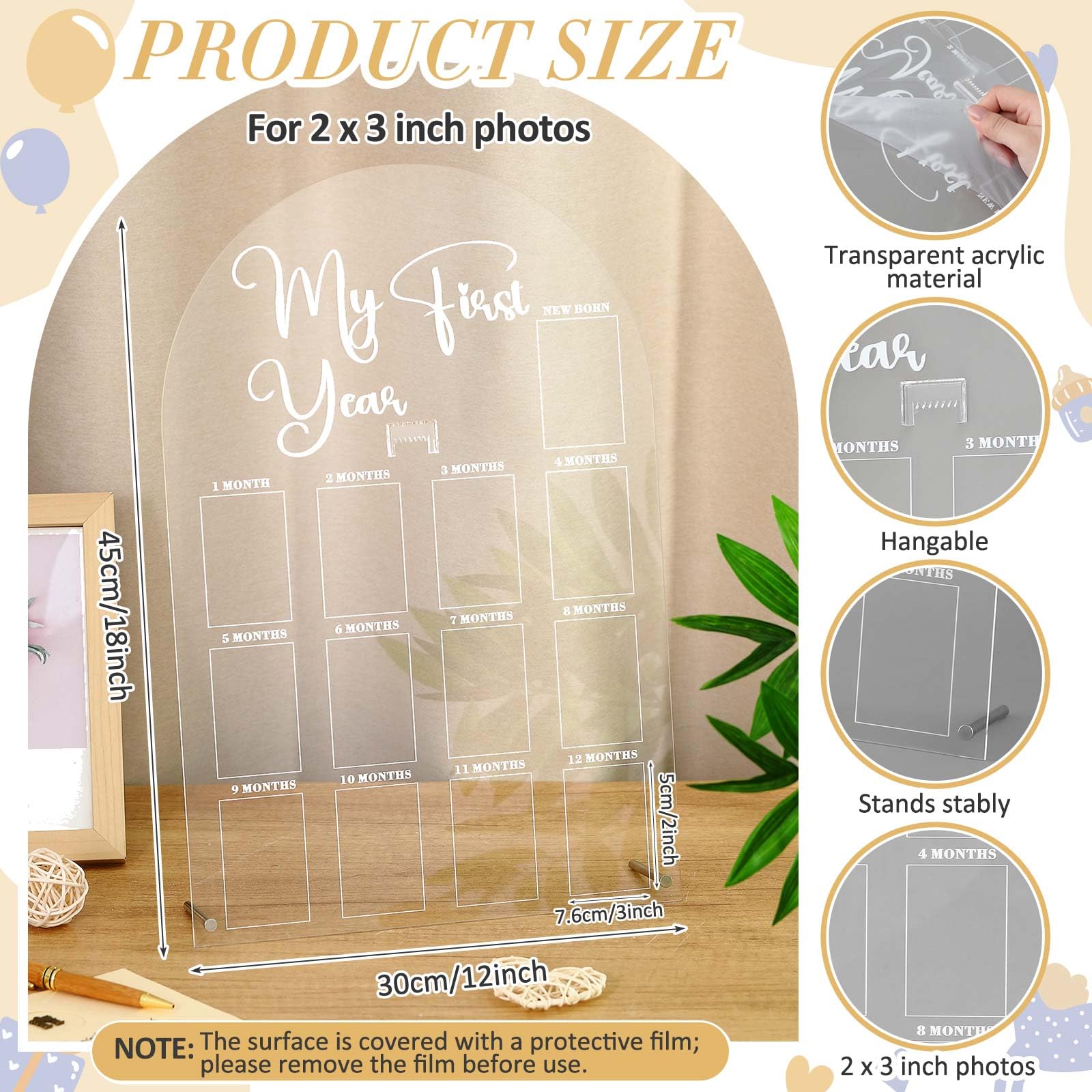 Lineshading acrylic frame for crisp, clear photo display.