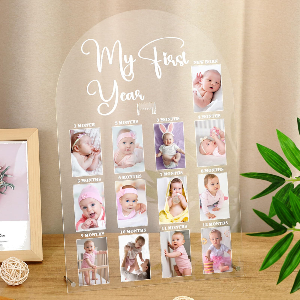 Lineshading My First Year frame with 12-month slots to track baby milestones.