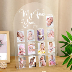 Lineshading My First Year frame with 12-month slots to track baby milestones.