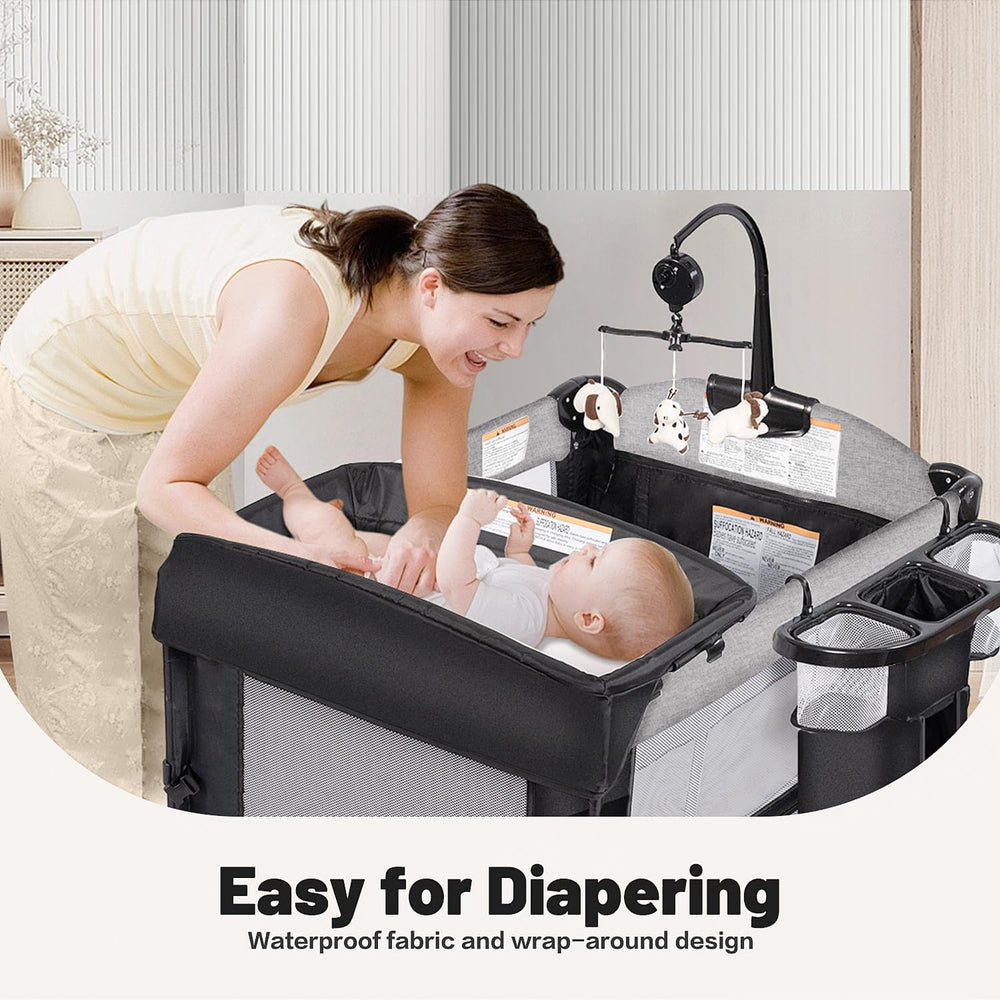 LININYHAO detachable bassinet with retractable sunshade ready for outdoor naps