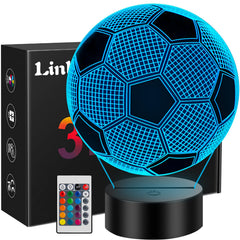 Linkax soccer gift 3D lamp bedroom night light with soft ambient glow