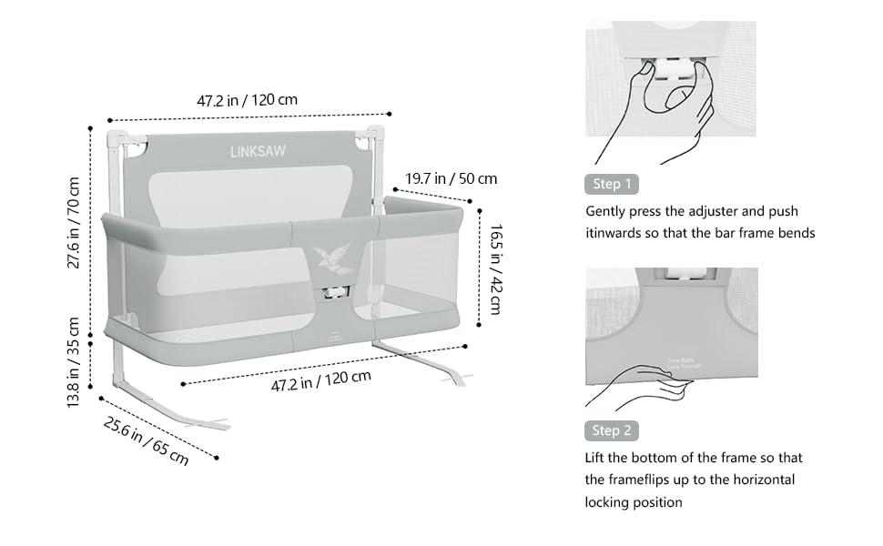 LINKSAW breathable mesh window crib offers clear view and airy comfort.
