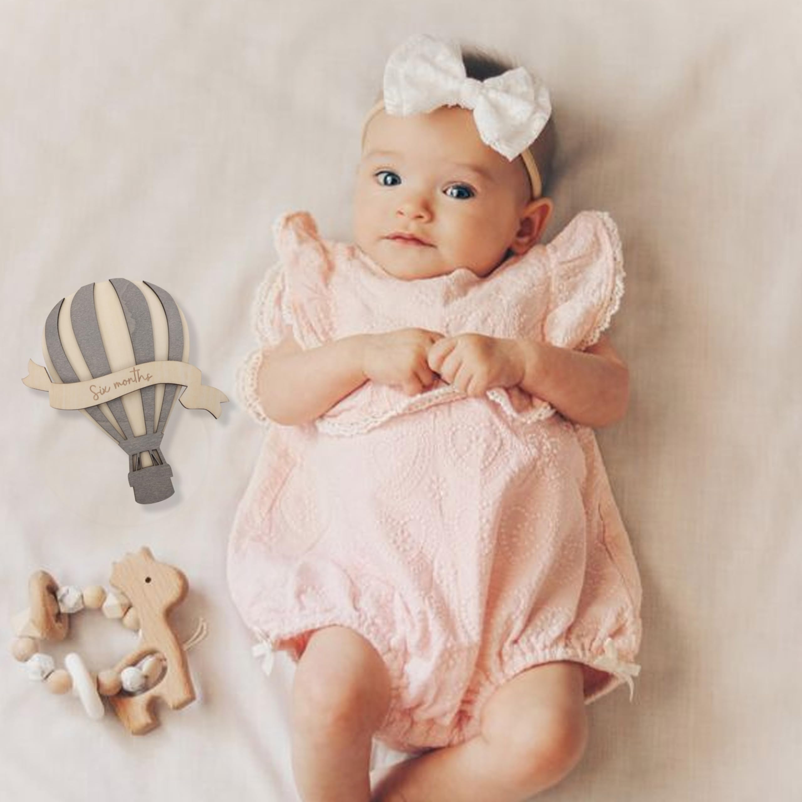 LINLULU baby milestone cards in wood add boho warmth to shoots.